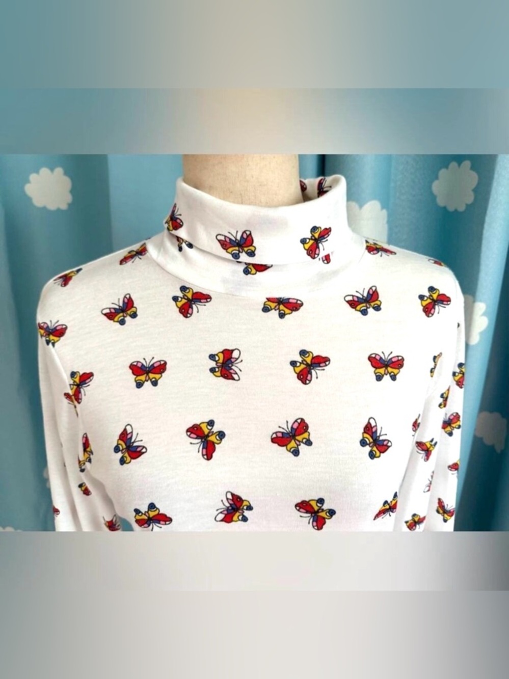 NOS vintage 80s butterfly turtleneck. S